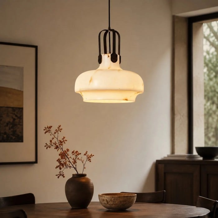 Francuska lampa wisząca w stylu vintage z imitacji marmuru HL4019
