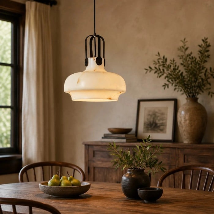 Francuska lampa wisząca w stylu vintage z imitacji marmuru HL4019