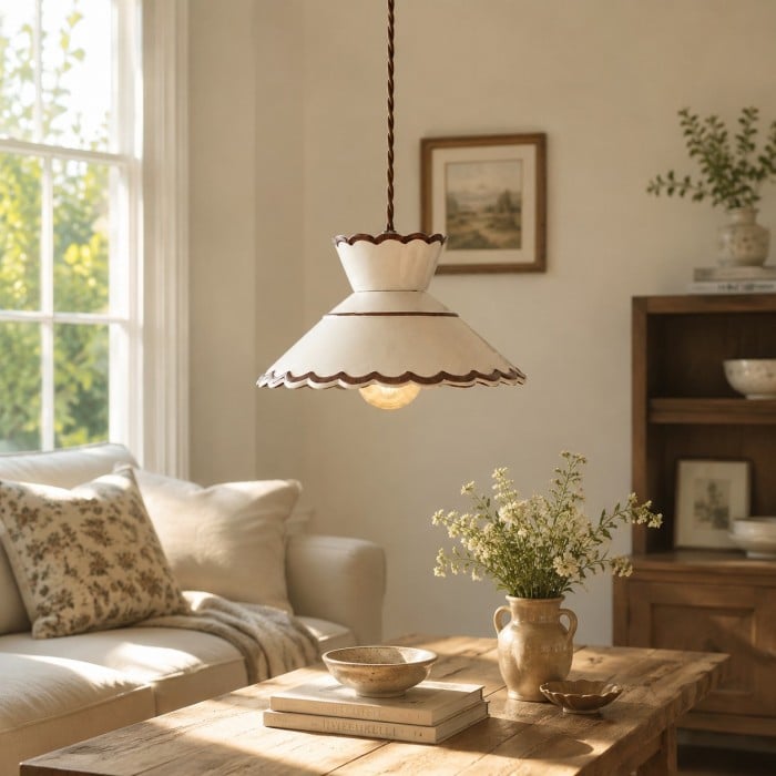 Francuska lampa wisząca z ceramiki w stylu vintage, do salonu i jadalni HL3787
