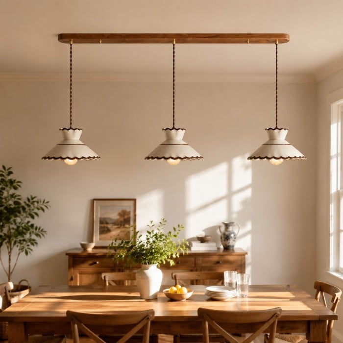 Francuska lampa wisząca z ceramiki w stylu vintage, do salonu i jadalni HL3787