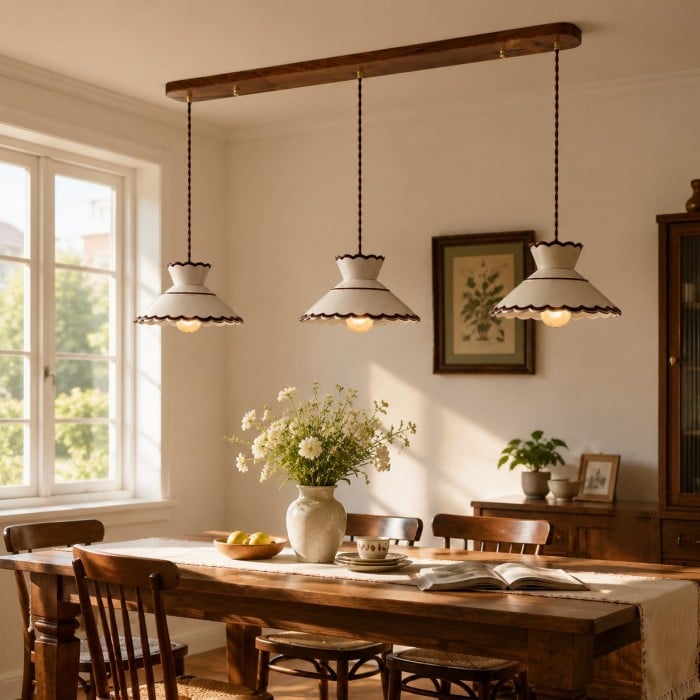 Francuska lampa wisząca z ceramiki w stylu vintage, do salonu i jadalni HL3787
