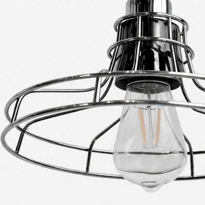 Lámpara colgante de jaula de metal y cristal HL3990