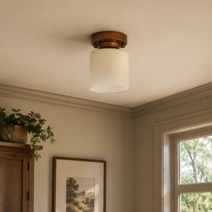 Plafondlamp HL3768 met geel glazen en metalen afwerking en kleurverloop
