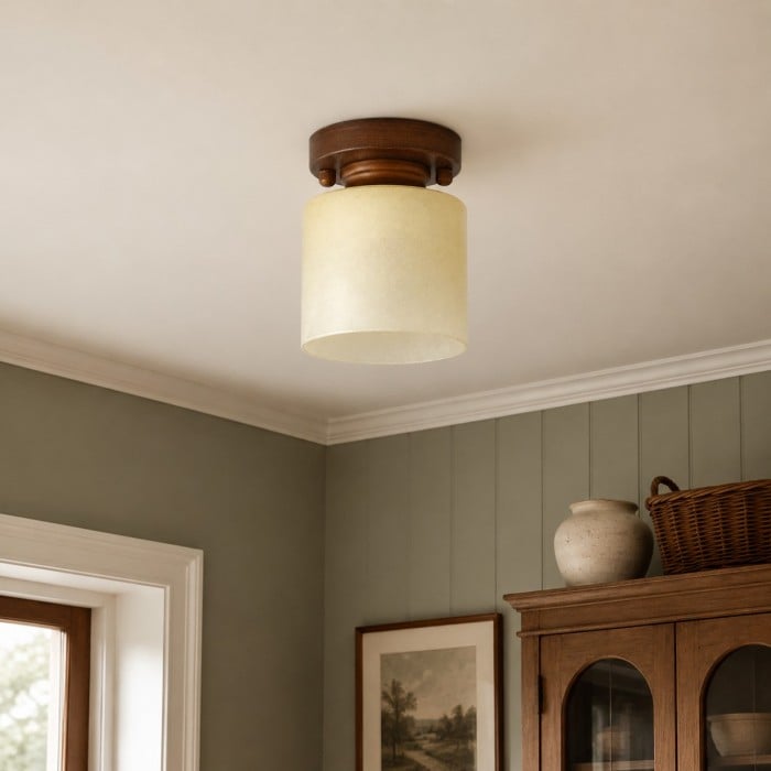 Plafondlamp HL3768 met geel glazen en metalen afwerking en kleurverloop