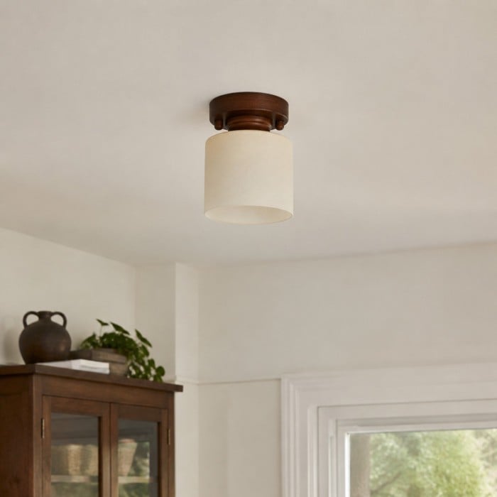 Plafondlamp HL3768 met geel glazen en metalen afwerking en kleurverloop