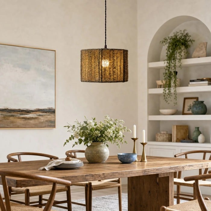 Szara lampa wisząca Wabi-Sabi z luffy HL4054