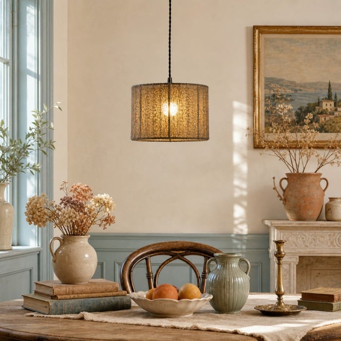 Szara lampa wisząca Wabi-Sabi z luffy HL4054