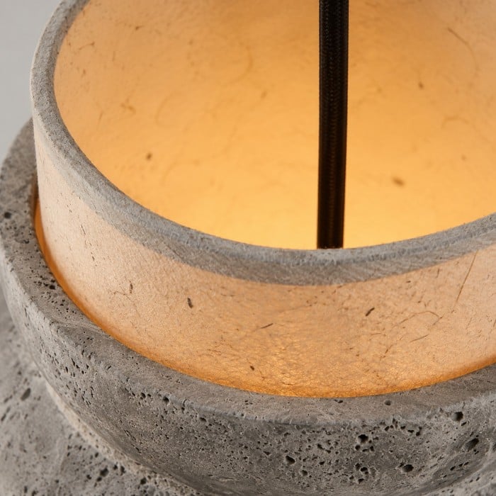 Lámpara colgante de piedra travertino gris - Lámpara vintage para isla de cocina y comedor HL3677