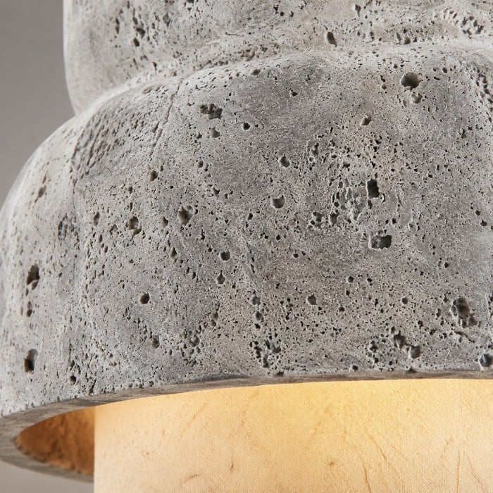 Lámpara colgante de piedra travertino gris - Lámpara vintage para isla de cocina y comedor HL3677