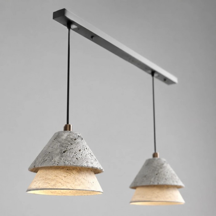 Grey Stone Pendant Light with Paper Diffuser HL3726