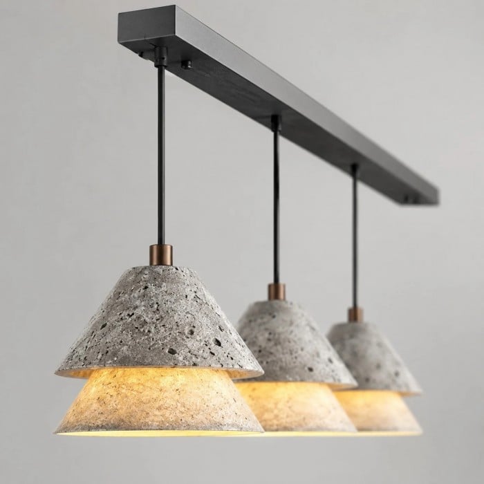 Grey Stone Pendant Light with Paper Diffuser HL3726