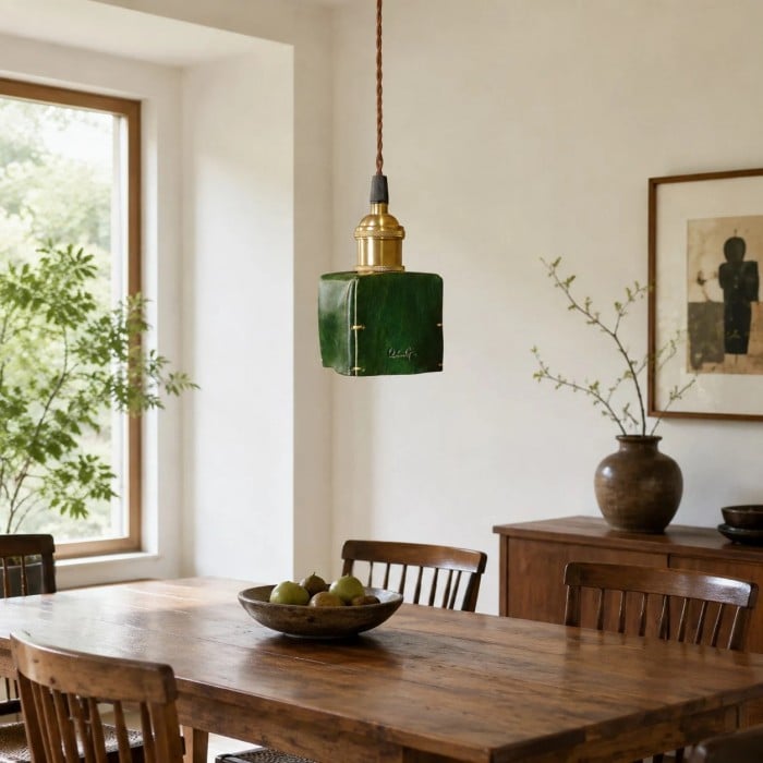 Hand-Shaped Leather Pendant Light HL3974