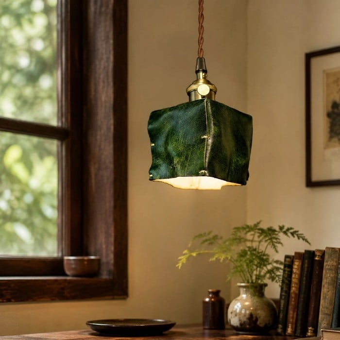 Hand-Shaped Leather Pendant Light HL3974