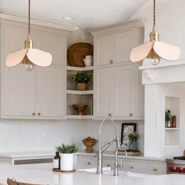 Hand-Stitched Leather Petal Pendant Light HL3718