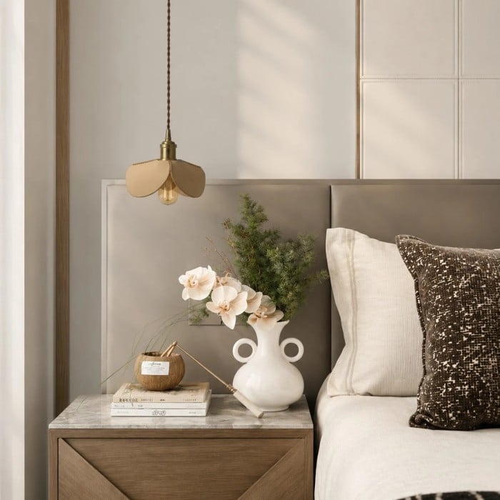 Hand-Stitched Leather Petal Pendant Light HL3718