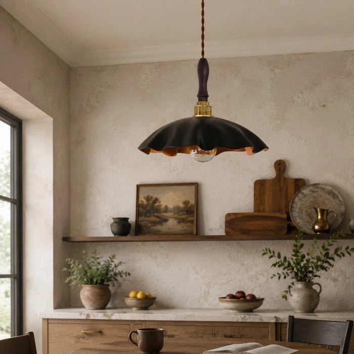 Handmade Distressed Cowhide Brass Pendant Light HL4041