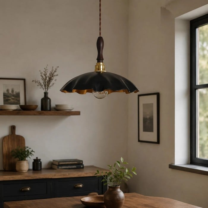 Handmade Distressed Cowhide Brass Pendant Light HL4041