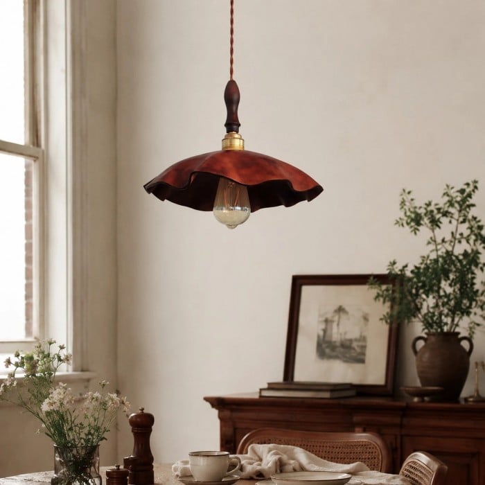 Handmade Distressed Cowhide Brass Pendant Light HL4041