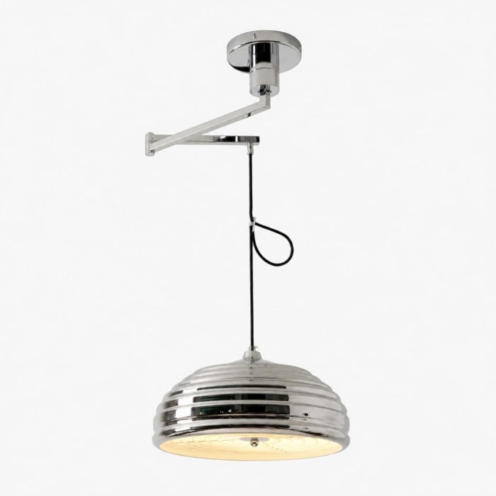 Lampa wisząca z regulowanym ramieniem w stylu industrialnym Bauhaus w polerowanym chromie HL3858