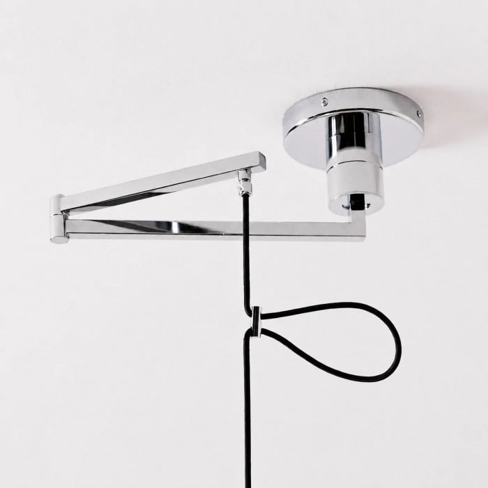Lampa wisząca z regulowanym ramieniem w stylu industrialnym Bauhaus w polerowanym chromie HL3858