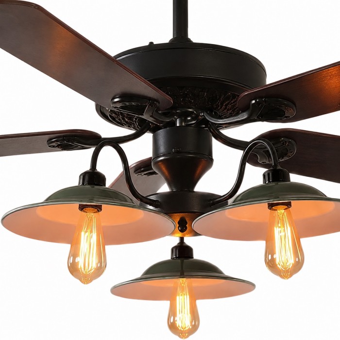 Industrial Ceiling Fan Light with Wood or Iron Blades HL3941