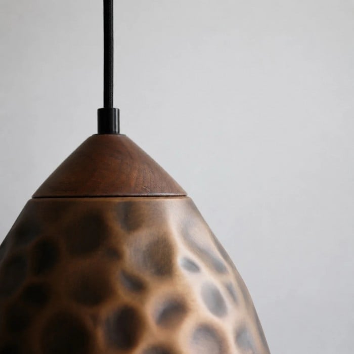 Lampada a sospensione industriale in rame martellato per sala da pranzo HL3704
