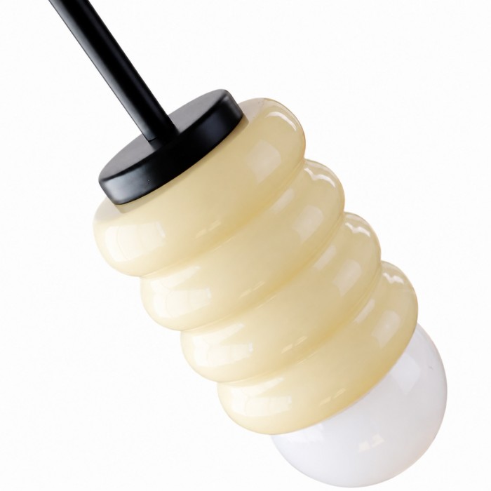 Suspension en fer avec abat-jour côtelé - Style crème - Idéale pour une chambre (HL3692)