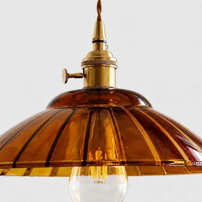 Suspension japonaise rétro en laiton et verre HL3955