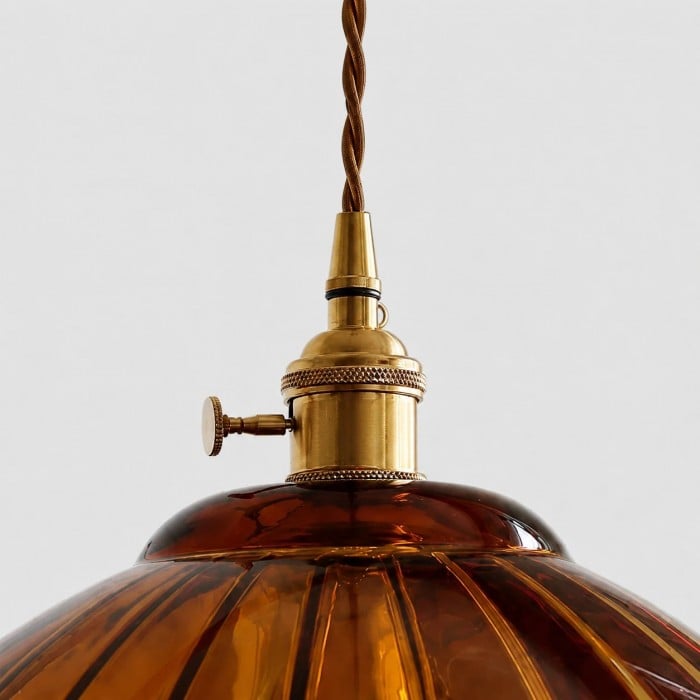 Suspension japonaise rétro en laiton et verre HL3955