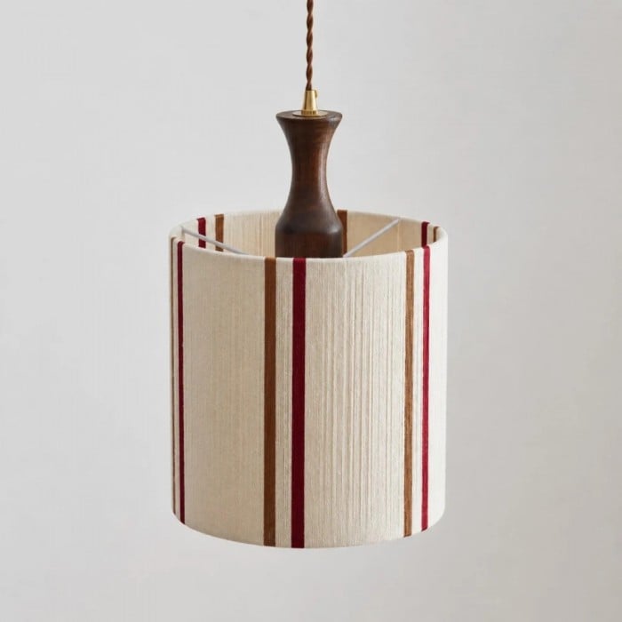 Suspension japonaise vintage en noyer et tissu HL3700
