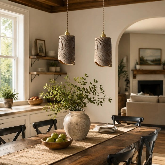 Suspension lumineuse japonaise en bois Wabi-Sabi HL3961