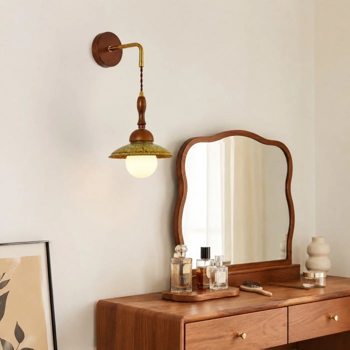 Aplique de pared japonés de madera Wabi Sabi HL3694
