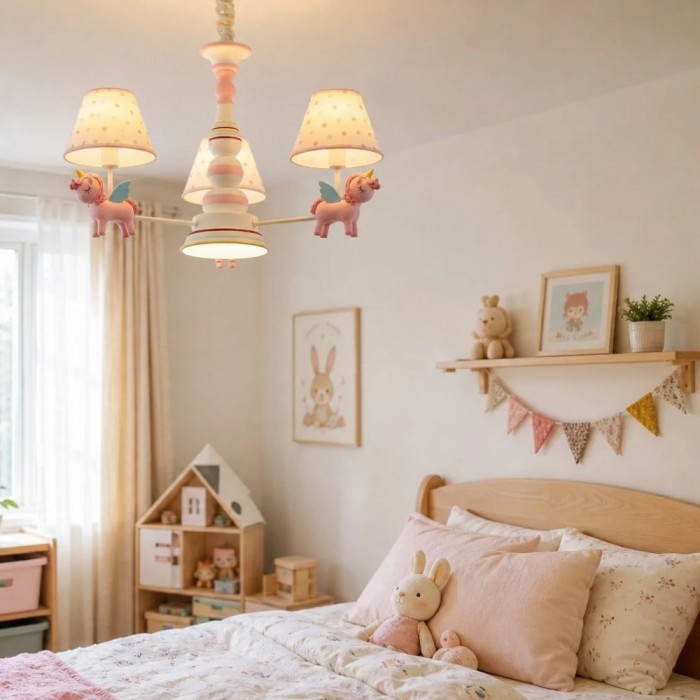 Kronleuchter mit Stoffschirmen für Kinderzimmer, Spielzimmer und Babyzimmer HL3625