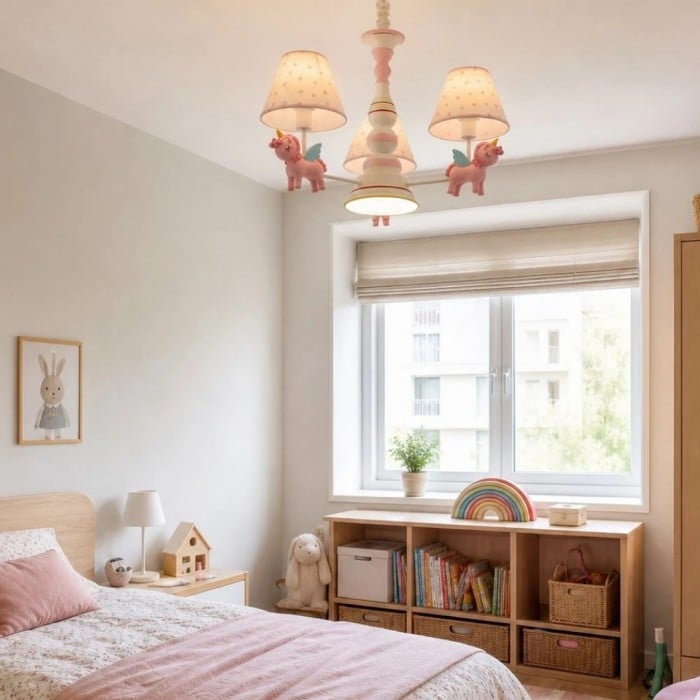 Kronleuchter mit Stoffschirmen für Kinderzimmer, Spielzimmer und Babyzimmer HL3625