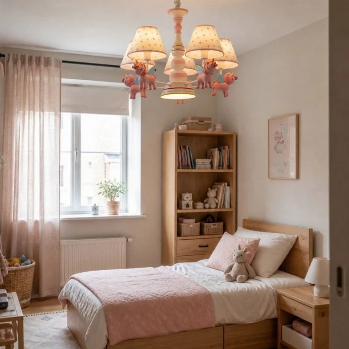Kronleuchter mit Stoffschirmen für Kinderzimmer, Spielzimmer und Babyzimmer HL3625
