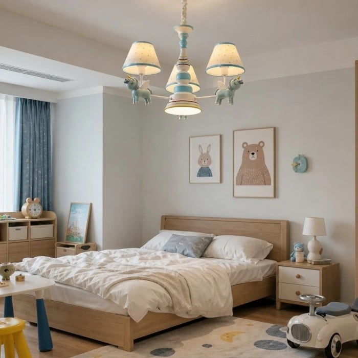 Kronleuchter mit Stoffschirmen für Kinderzimmer, Spielzimmer und Babyzimmer HL3625