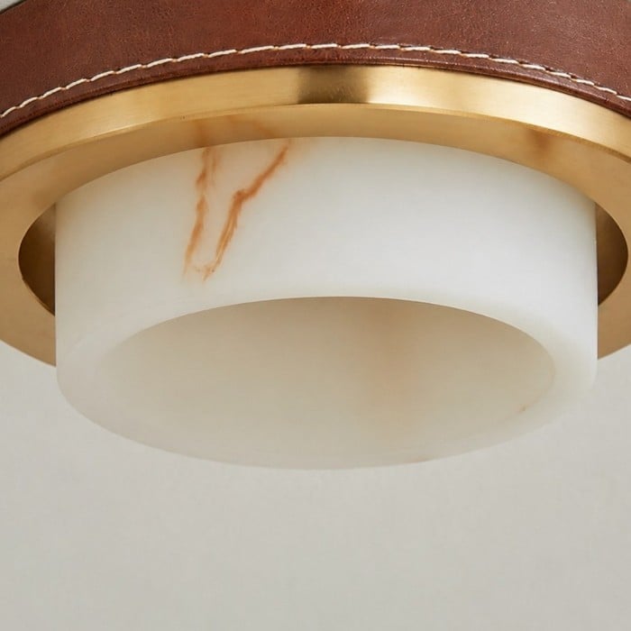Suspension en cuir et albâtre au charme vintage français HL3776