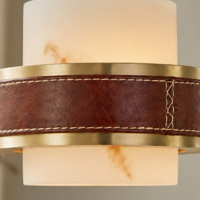 Suspension en cuir et albâtre au charme vintage français HL3776