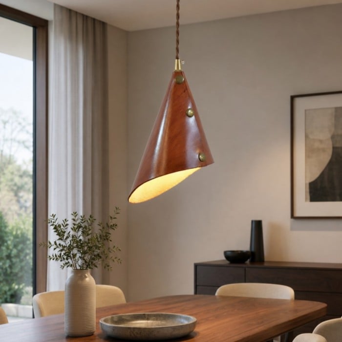 Hanglamp met leren kegelvorm HL3988
