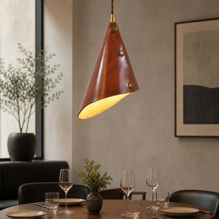 Hanglamp met leren kegelvorm HL3988