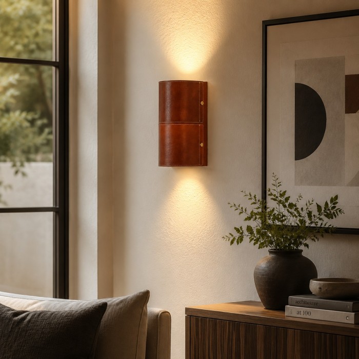 Leather Wrapped Up and Down Wall Sconce HL3911