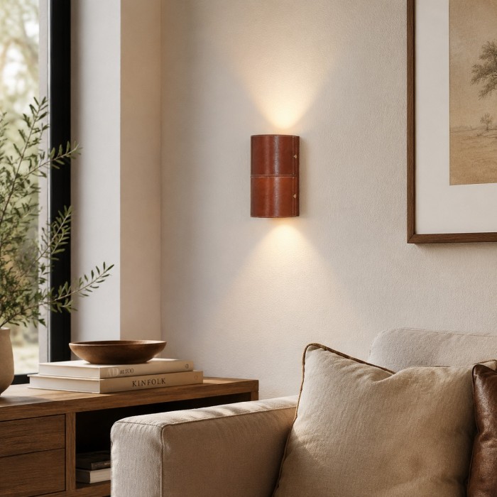 Leather Wrapped Up and Down Wall Sconce HL3911