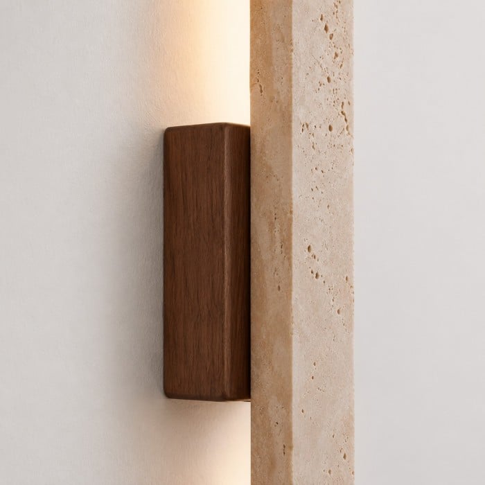 Linear Travertine And Wood LED Wall Light HL3644