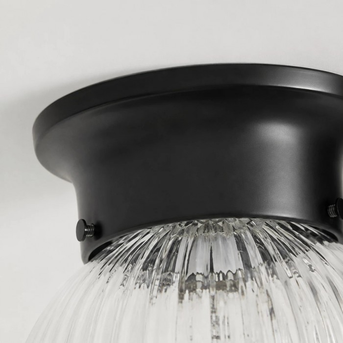 Lampada da soffitto minimalista in vetro e metallo nero HL3817