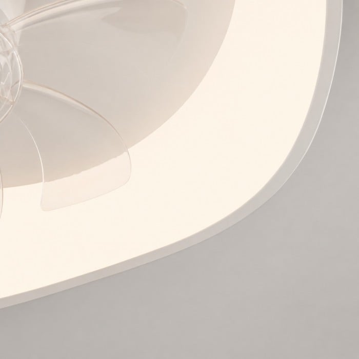 Ventilatore da soffitto moderno a basso profilo in acrilico con luce integrata, ideale per camere da letto (HL3764)