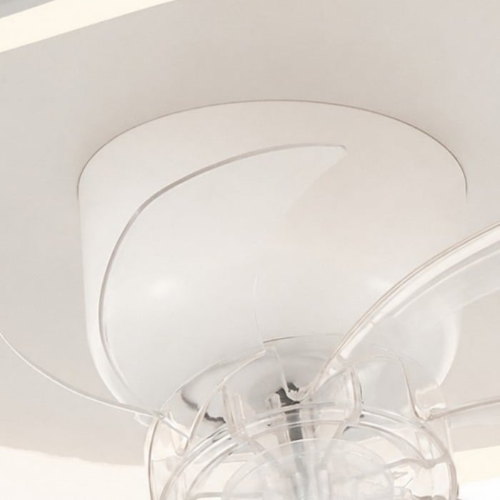 Ventilatore da soffitto moderno a basso profilo in acrilico con luce integrata, ideale per camere da letto (HL3764)