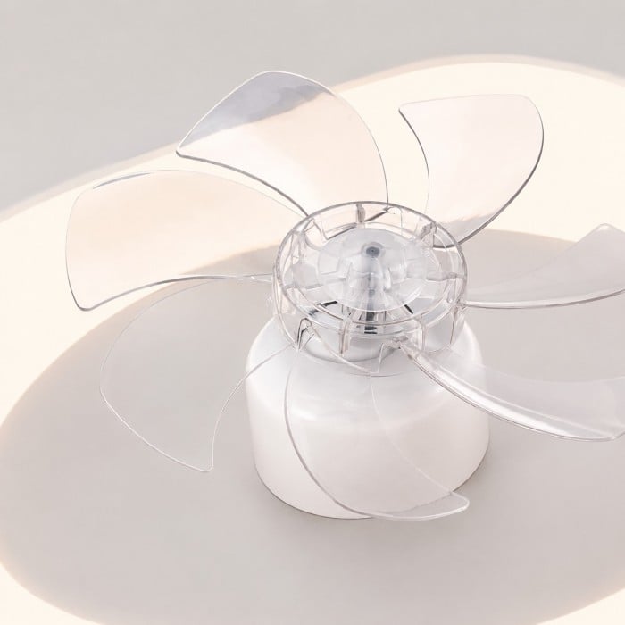 Ventilatore da soffitto moderno a basso profilo in acrilico con luce integrata, ideale per camere da letto (HL3764)
