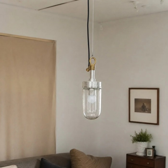Modern Clear Glass Cylinder Pendant Lamp HL3656