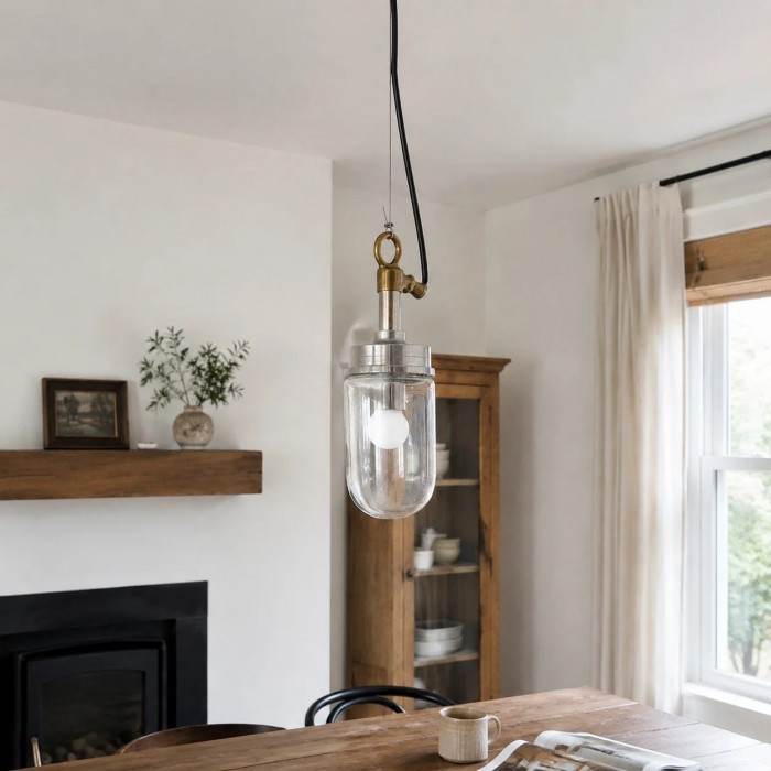 Modern Clear Glass Cylinder Pendant Lamp HL3656