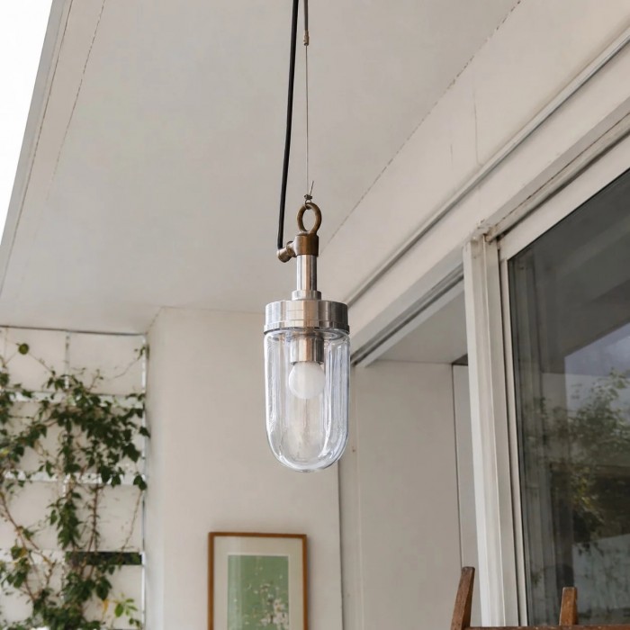 Modern Clear Glass Cylinder Pendant Lamp HL3656